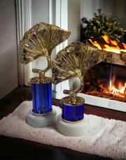 2 li cam gold ayak mantar obje mavi