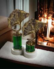 2 li cam gold ayak mantar obje yeşil