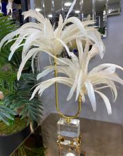 2 katlı kristal gold ayak doğal tüy krem