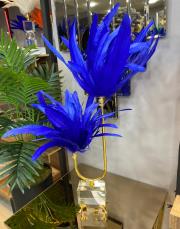 2 katlı kristal gold ayak doğal tüy mavi