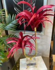 2 katlı kristal gold ayak doğal tüy bordo