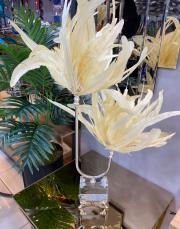 2 katlı kristal ayak gümüş doğal tüy krem