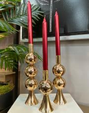 3 lü bogumlu şamdan seti bronz