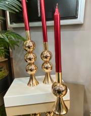 3 lü bogumlu şamdan seti bronz 2