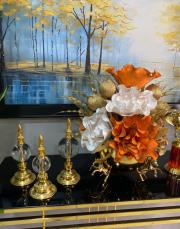 at saksı ve 3 lü kristal küre gold