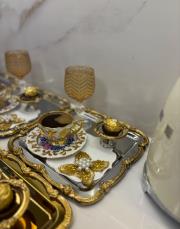 gül döküm gold tepsi 6 lı gümüş