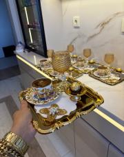 gül döküm gold tepsi 6 lı gold