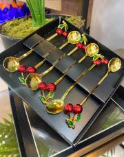 kirazlı 6 lı çay kaşığı seti gold