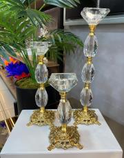 3 lü kiristal şamdan gold ayak gold
