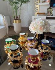 6 lı dogal taş papatya fincan takımı ... 2