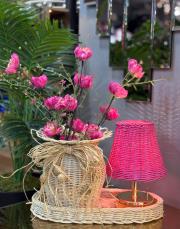 rattan çiçekli kombin pembe