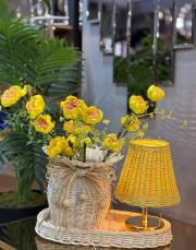 rattan çiçekli kombin sarı