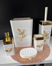 papatya model kare 5 parça mika set beyaz