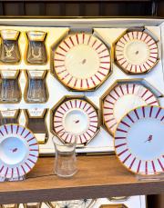 18 parça tatlı tabaklı çay takımı pembe