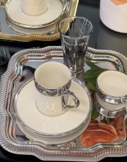 porselen sitil 6 kişilik kahve fincan takımı gümüş