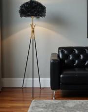 tüy lambader beyaz siyah