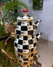 damalı emaye çayanlık seti 