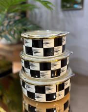 damalı  3 lü saklama seti 