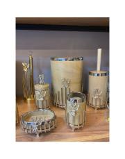 gümüş japon gül mika klozet seti 5 parça taş