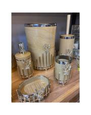 gümüş japon gül mika klozet seti 5 parça taş 2