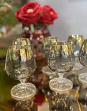 titanyum  kahve yanı su bardağı seti 180 cc gold 3