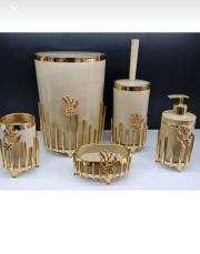 gold japon gül mika klozet seti 5 parça taş