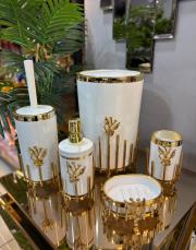 gold japon gül mika klozet seti 5 parça beyaz