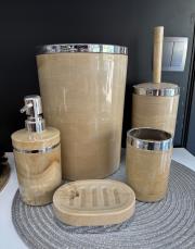 mika 5 li banyo seti gümüş şerit taş