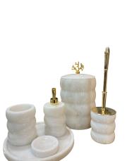 mermer 6 li banyo seti altın