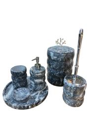 mermer 6 li banyo seti antrasit