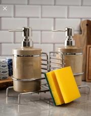 mutfak sıvı sabunluk seti gümüş