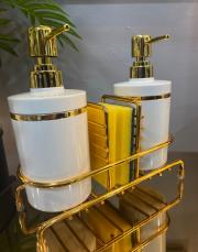 mutfak sıvı sabunluk seti beyaz 2