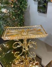 dikdörtgen lüks cam  sunumluk altın