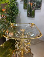 kare  lüks cam sunumluk altın