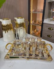 zemzem seti cam altın dekorlu tepsi dahildir altın