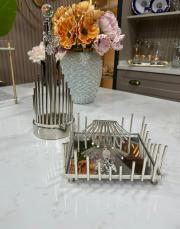 japon güllü 2 li kombin havluluk ve peçetelik gümüş