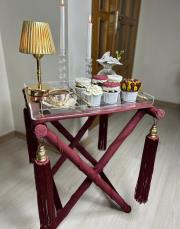 kadife sehpa tepsisiz ön sipariş bordo