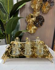 tepsili çay seti gold