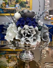 zamak kulp ayaklı çiçek aranjmanı gümüş 2