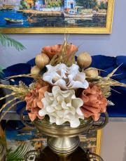 zamak kulp ayaklı çiçek aranjmanı eskitme