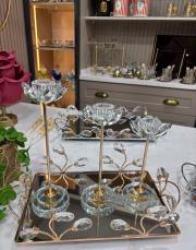 kristal ayaklı şamdan gold