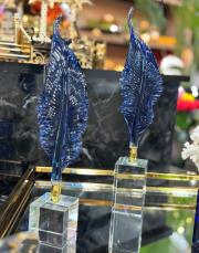 kristal cam tüy altın lacivert