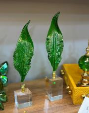 kristal cam tüy altın yeşil