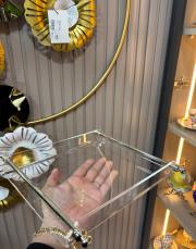 pleksi pirinç sivri kulp tek kişilik tepsi gümüş