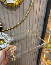 pleksi pirinç sivri kulp tek kişilik tepsi gold