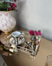 pileksi şerit kulp pirinç tek tepsi gümüş