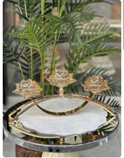 lotus köprü şamdan bronz