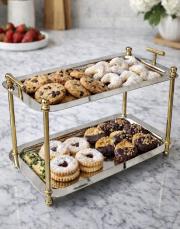 2 katlı sunum tepsisi gümüş