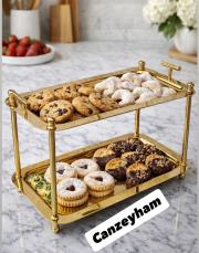 2 katlı sunum tepsisi gold