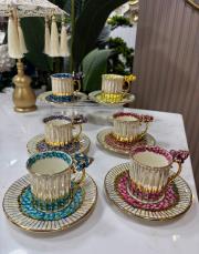 el boyama gül fincan seti 